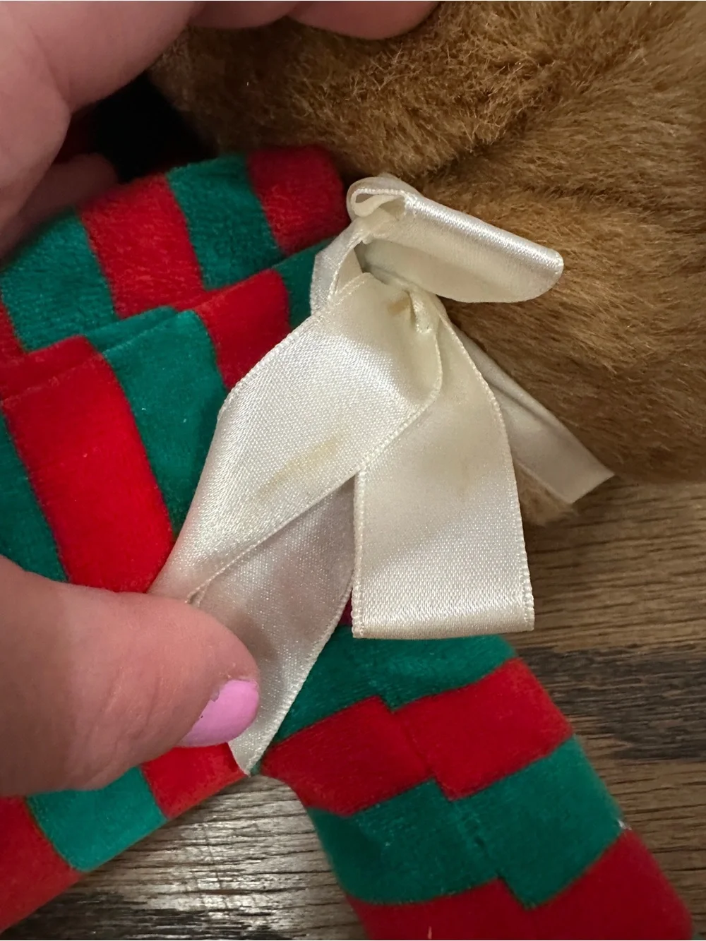 Vintage Soft Dreams Rare Christmas Reindeer Plush Red Green Stripe Pajamas